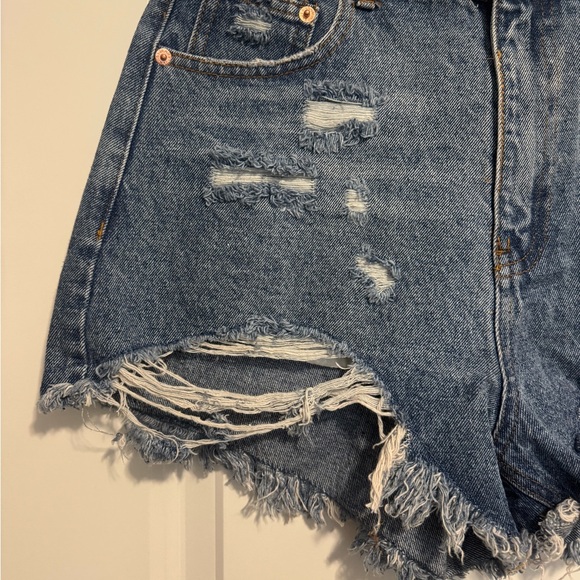 12th Tribe Distressed Denim Blue Women's Shorts - Picture 5 of 7